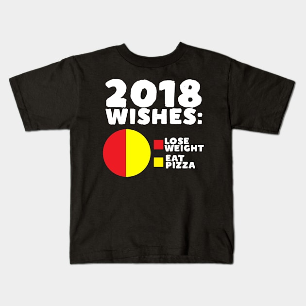 2018 Wishes: Lose Weight Eat Pizza Kids T-Shirt by thingsandthings